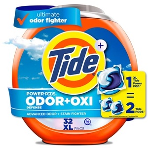 Cápsulas de Detergente para Ropa Tide Power PODS con Odor Defense + Oxi, Aroma Original, 32 Unidades - Product Image 1