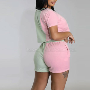 Conjunto de Top Corto y Pantalones Cortos Personalizados con Tu Propio Diseño, Talla Grande, Conjunto de Top Corto y Pantalones Cortos de Algodón Más Vendido - Product Image 5