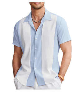 Shenra High Quality Wholesale Summer <b>Men</b> Casual Fashion Plus Size Striped Printed Short Sleeve Loose Vacation <b>Beach</b> <b>Shirts</b> 2025 - Product Image 3