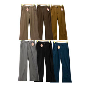 กางเกงบูตผู้หญิงคลาสสิกผ้าฝ้ายสแปนเด็กซ์ยืดระบายอากาศความยาวเต็มตัวพร้อมซิปบินสำหรับชุดทำงานและชุดลำลอง - Product Image 2