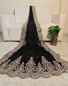 Showstopper Indian Most Export Designer Satin Organza noir Saree Dernier exclusif Premium Quality Ethnic Party Wear Pour les femmes - Product Image 1