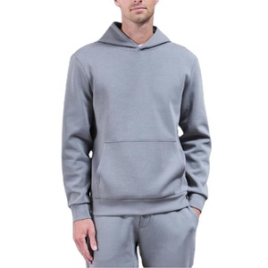 Men's Gray Hooded Tracksuit Set 2 Piece Solid Casual Long Sleeve <b>Sweatsuit</b> with Jogger Pants Autumn - Product Image 1