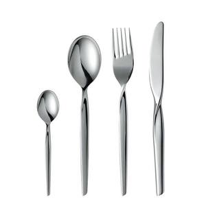 Juego de cubiertos chapados en plata de acero inoxidable real Diseño moderno de juego de cubiertos de acero inoxidable con mango de diseño redondo de madera - Product Image 5