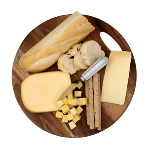 Planche à découper en bois d'acacia rond brun foncé écologique avec logo personnalisé, best-seller, ustensiles de cuisine, blocs à découper - Product Image 2