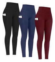 Leggings de yoga taille haute avec poche pour téléphone, longueur intégrale, extensibles, respirants, pantalons de sport pour femmes, couleur unie