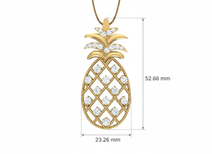 Pendentif moderne en forme de fruit tropical, taille diamant, en or rose 14 carats avec diamants naturels, bijoux fins pour femmes, designs d'inspiration tropicale - Product Image 2