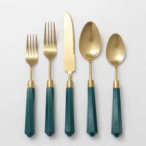 Juego de cubiertos de tenedor de gama alta con incrustaciones de mango de nácar y empuñadura de madera para presentación de vajilla de cinco estrellas - Product Image 4