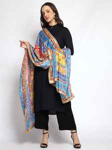 Antique <b>Indian</b> Banjara Tribal Handmade Ethnic <b>Shawls</b> Women's Fancy Embroidered Floral Pattern Mirror Gotta Work Long Polyester - Product Image 2