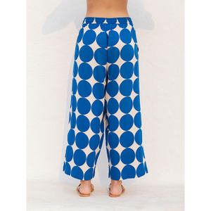 Women's High-Waisted Wide-Leg Flare Palazzo Pants-Breathable Wrinkled Cotton Casual <b>Trousers</b> - Product Image 2