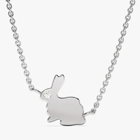 Collier pendentif lapin délicat en or massif 14K/18K avec diamant unique de laboratoire, design luxueux pour femmes