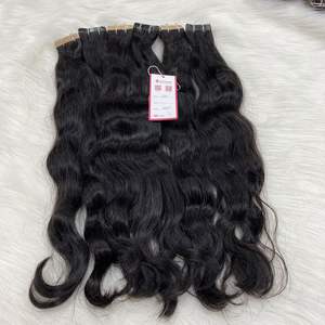 100% Human Hair Extensions Natural Color Loose Wavy Remy Double Drawn European Raw Virgin Apohair Jessie Tape in Hair - Product Image 6
