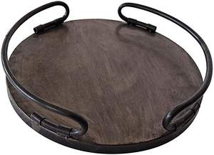 Plateau de service en bois massif fait à la main avec motif de grain naturel et design exquis pour les décorations de service et de cadeau - Product Image 6