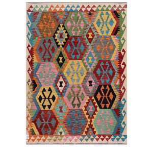 พรมอิมาโกะ ไมมาณา อัฟกานิสถาน พรมคิลิม 206 x 150 ซม. พรมและชุดพรมแบบดั้งเดิมของชาวอัฟกัน - Product Image 1