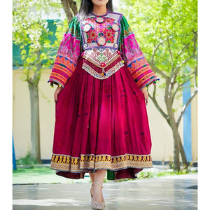 Vestido afgano cómodo y ligero más vendido con cuello redondo, vestido afgano Kuchi hecho a mano de la mejor calidad para mujer - Product Image 4