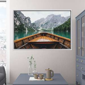 Elegant River Landscape Printed Canvas - Nature Wall Art Gift,1P:White <b>Framed</b> - Product Image 1