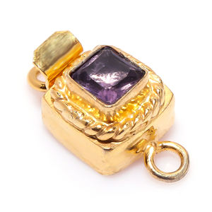 Fermoir de boîte carrée en améthyste plaqué or 18 carats fermoir de fabrication de bijoux à 1-3 brins B809 19X10X8MM - Product Image 2