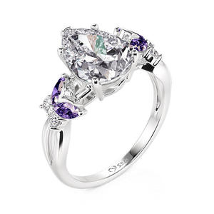 Jeulia <b>Twisted</b> Purple Butterfly Pear <b>Shaped</b> Fashion Ring - Product Image 3