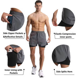 Men Double <b>Layer</b> Athletic Shorts Quick Dry Training Shorts Men Double <b>Layer</b> Fitness Shorts - Product Image 3