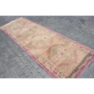 Tapis vintage 3,4 x 10,9 pieds, tapis turc, tapis marocain en laine marron - Product Image 2