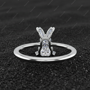 Bague de fiançailles tendance en argent sterling 925 plaqué or 18 carats avec diamant de laboratoire certifié GIA IGI de taille lapin 2c - Product Image 4