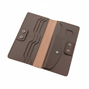 Cartera Larga Delgada de Cuero Vacuno 100% de la Colección Geoffrey Signature, Estilo Vintage, Unisex, Multifuncional para Tarjetas y Efectivo, con Cierre Abierto - Product Image 1