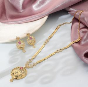 Colliers de pierre AD plaqués or, bijoux de formation de pierre AD, bijoux de festival, bijoux traditionnels, bijoux remplis d'or Oro Joyeria - Product Image 2