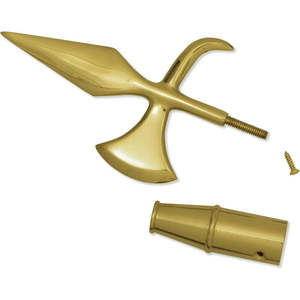 Adorno de latón dorado para mástil de bandera con forma de hacha de batalla, para exhibición en interiores, para mástiles de bandera de 1 pulgada de diámetro, para desfiles y como remate de mástil. - Product Image 3