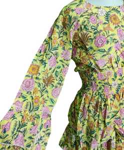 Vestido Largo de Algodón Indio, Talla L XL, Premium, 57 Pulgadas, Estampado Floral a Mano, Vestido Casual de Verano para Mujer - Product Image 3