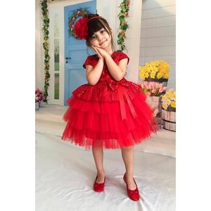Abito da sera in Tulle rosso con nastri-abito con paillettes-abito da sera bambino-abito da sera da ragazza - Product Image 3