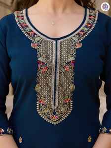 Magnifique Viscose Chanderi Avec Perles Travail Kurti Pant Et Dupatta Femme Fabricant De Mode De Surat - Product Image 4