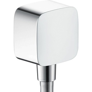 Accessoires de salle de bain et de toilettes : Raccord coudé en plastique chromé avec anti-retour pour HANSgrohe - Product Image 1