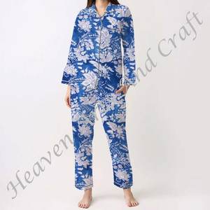 Conjunto de Pijamas de Algodón 100% para Mujer, Ropa de Dormir Suave para el Hogar, Conjunto de Pijamas de Primavera/Verano con Estampado Floral/Personajes/Letras/Estampado/Vacaciones/Árbol PJ124 - Product Image 3