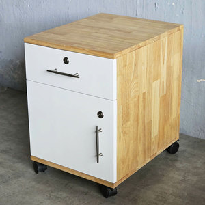 White 40x50x50cm Rubber Wood Personal <b>Locker</b> with 2 Drawers <b>Storage</b> <b>Lockers</b> Series TCN68013 - Product Image 2