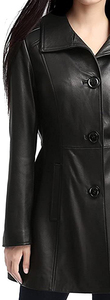 Abrigo de Cuero Tipo Gabardina para Mujer, Piel de Oveja Genuina, Color Marrón, Abrigo Largo de Invierno - Product Image 3