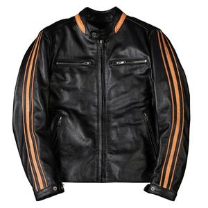 Chaqueta de cuero para hombre de alta calidad, blanca y negra personalizada con cuello levantado y cierre de cremallera, ropa superior al por mayor - Product Image 1