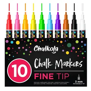 10 Color Fine Tip Liquid Marker Ink Long lasting Non toxic Wet Erase Chalk Marker For Blackboard Window Glass Painting Graffiti
