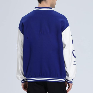 Veste de baseball universitaire à épaules tombantes en chenille avec manches en cuir véritable personnalisées, style streetwear, vente chaude, hiver 2026 - Product Image 4