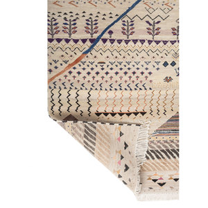Freedom Manchaha Ivory Large Area Hand Knotted Wool & Silk <b>Rugs</b> Geometric Pattern 10mm <b>Thickness</b> for Teen Home Decor-Lub-8615 - Product Image 5