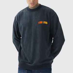 Sudaderas de hombre en color gris oscuro de moda, tela 100% algodón de alta calidad, cuello redondo, estilo oversized para uso en invierno. - Product Image 4