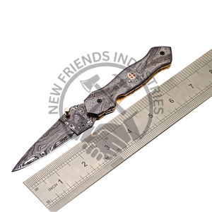 Couteau pliant en acier damas de qualité industrielle très vendu, épaisseur 5mm, design unique, gaine en cuir à lame droite, OEM, ODM - Product Image 1