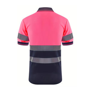 Hi-<b>Vis</b> Visibility Safety Work Polo <b>Shirt</b> 100% Polyester <b>High</b> Reflective Tape Safety Work Clothing <b>Shirts</b> for Men - Product Image 4