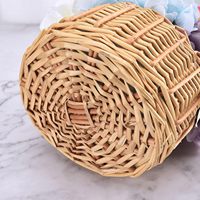 Panier à fleurs en osier fait main avec poignée Panier décoratif en rotin naturel pour cadeaux ou arrangements de mariage