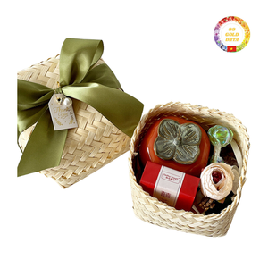 Cesta de regalo natural de ratán y bambú, cesto de vacaciones Tet, cesta decorativa de almacenamiento de Vietnam - Product Image 5