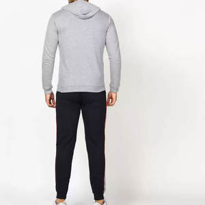 Bonne qualité hommes décontracté sweat à capuche pantalons de survêtement ensemble polyester tricot tissu survêtements avec fermeture éclair motif solide maternité - Product Image 5