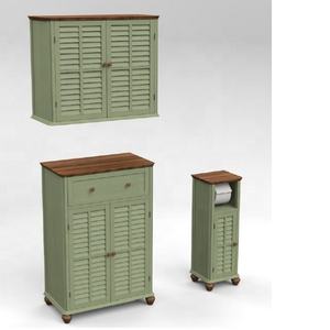 KD 2-Door Towel Cabinet with Distressed Finish Green Color BSCI Factory from Vietnam Product Category <b>Stools</b> & Ottomans - Product Image 4