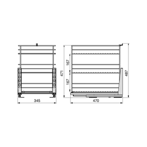 Emuca Titane 400 mm carrello estraibile in acciaio grigio antracite cassetti a chiusura morbida con modulo di fissaggio inferiore - Product Image 5