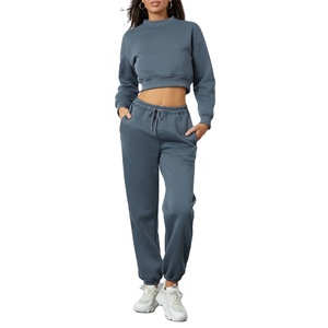 Conjuntos de 2 piezas para correr para mujer, ropa deportiva de otoño, gimnasio al aire libre, entrenamiento, chándales de Fitness, sudaderas de manga larga con cuello redondo y pantalones para correr - Product Image 1