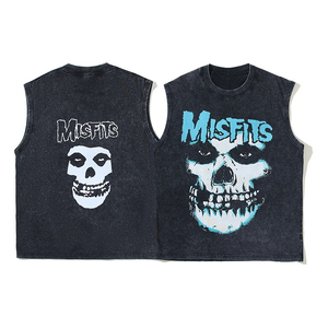 Vintage 2025 <b>Men's</b> Gym <b>Clothing</b> Oversized Washed Cotton Tank Tops High Street <b>Goth</b> Style Summer Sleeveless Vest T Shirt Top - Product Image 1