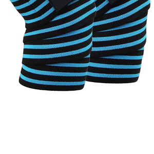 Knee Support Compression <b>Wrap</b> Blue <b>Black</b> Striped Adjustable Hook Loop Closure Unisex All Seasons Sport Protection - Product Image 5