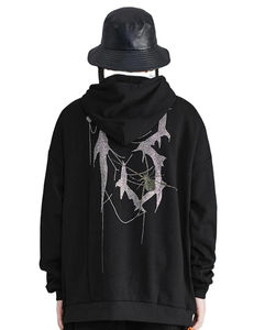 Sudadera con capucha unisex de cristal y pedrería, estilo streetwear para invierno, ideal para pedidos al por mayor. - Product Image 4